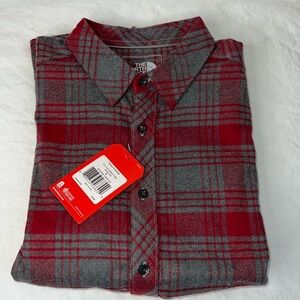 NWT The North Face Long Sleeve Approach Flannel Red Gray Shirt Men's Medium